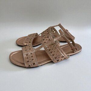 VIA SPIGA Rose Gold Leather Gladiator Sandals Size 10